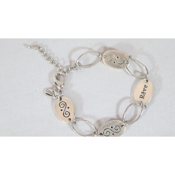 Alexa's Angels Dream Bracelet Silver Tone Oval Open Links And Engraved Plates - Picture 6 of 7